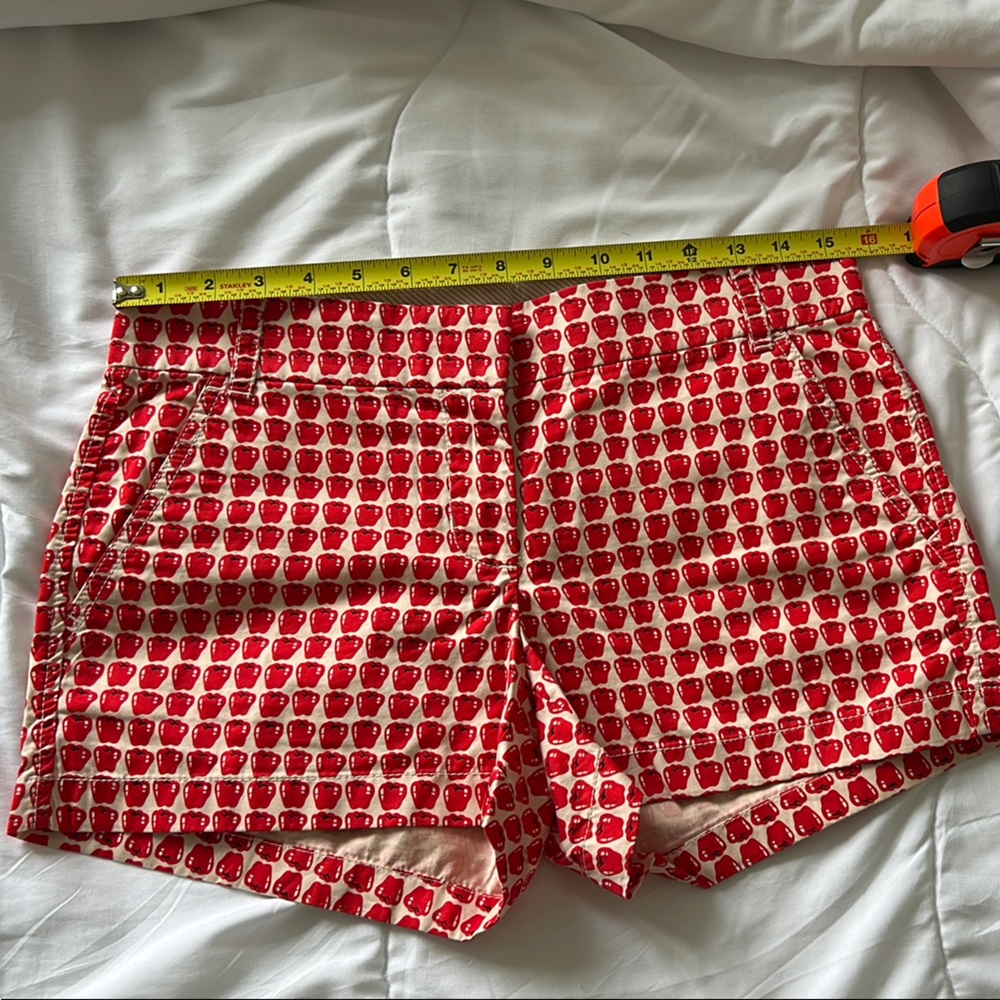 J. Crew • Red and White Apple Patterned Shorts • Size 4